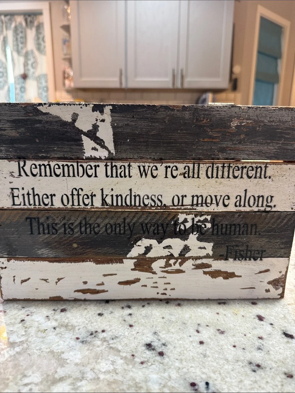 Rustic White and Brown Wooden Wall Plaque - Inspirational Quote
